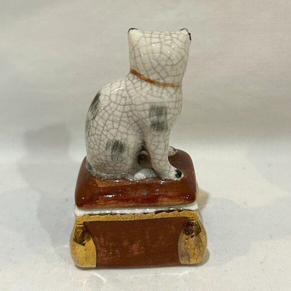 Fitz and Floyd Vintage 1981 Ceramic Trinket Box with Cat AS IS - Picture 5 of 7
